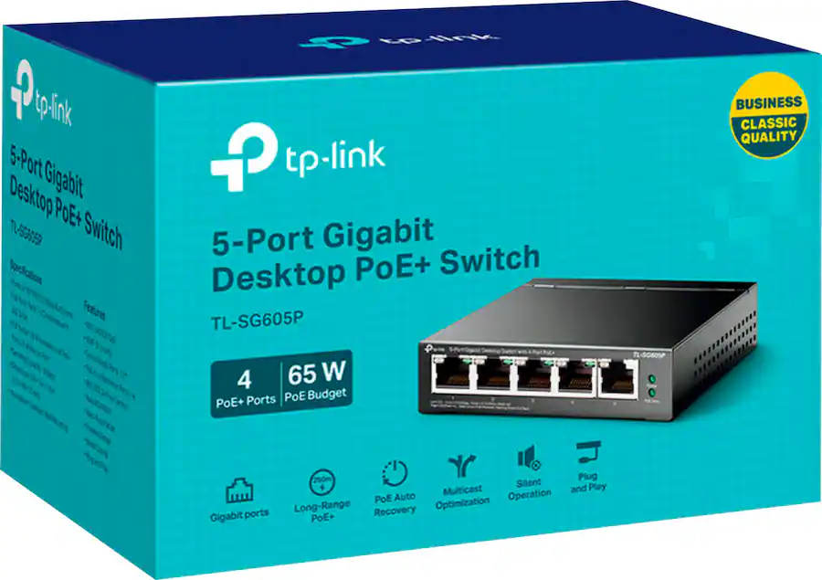 TP‑Link 5‑Port Gigabit Desktop Unmanaged PoE Switch — Black