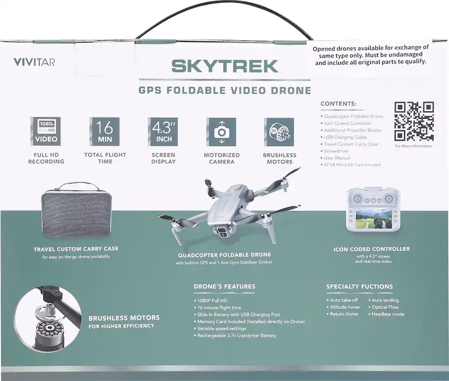 Vivitar SkyTrek Drone, Gray — Gray