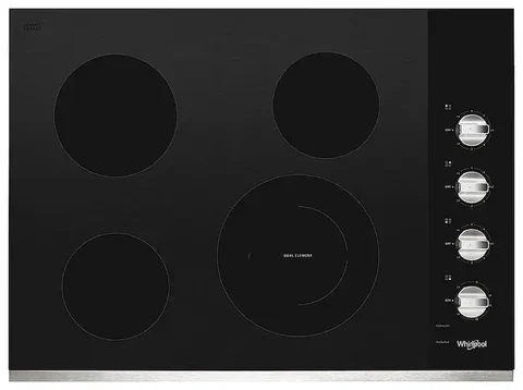 Whirlpool 30″ Wide 4‑Element Built‑In Electric Cooktop with Dual Radiant Element