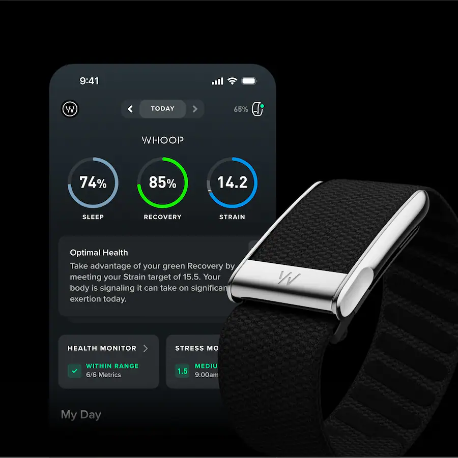 WHOOP MG Life Health & Fitness Tracker + 12-Month Membership (Obsidian Titanium, 2025) — Obsidian/Titanium